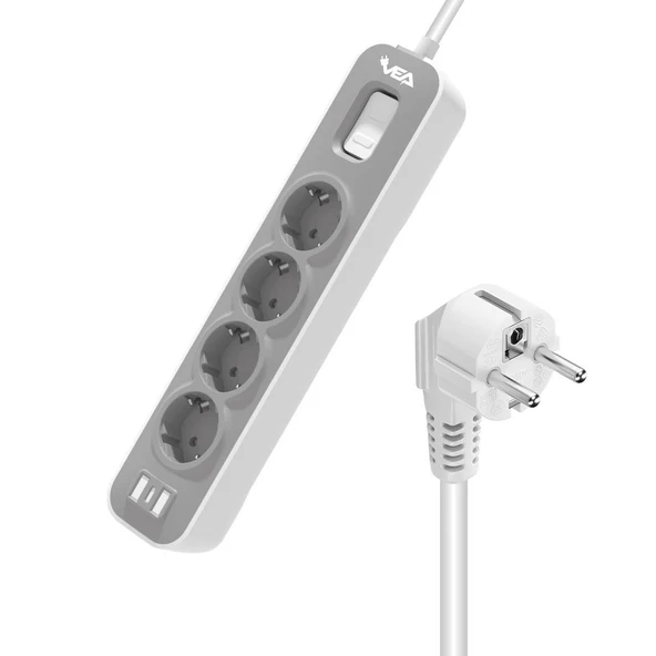 Vea VE-NOVA104 A Class 4 lü Anahtarlı 1.5 Metre Grup Priz Akım Korumalı Priz 4000 Watt 16 Amper Uzatma Kablosu - 5