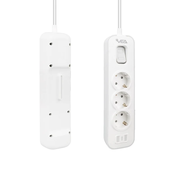 Vea VE-NOVA103 A Class 3 lü Anahtarlı 1.5 Metre Grup Priz Akım Korumalı Priz 2 Usb 4000 Watt 16 Amper Isıya Dayanıklı - 2
