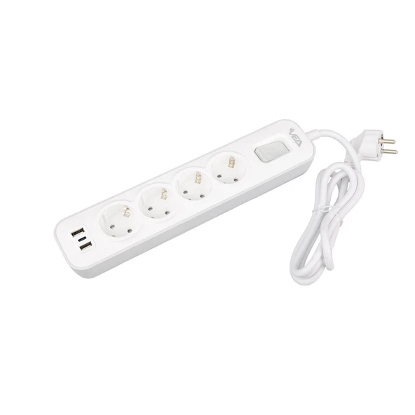 Vea VE-NOVA104U A Class 4 lü Anahtarlı 1.5 Metre Grup Priz 2 Usb Uzatma Kablosu 4000 Watt 16 Amper Akım Korumalı Priz - 7