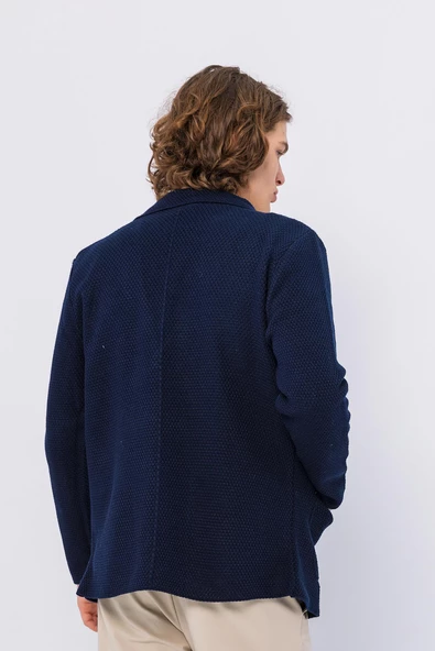 CEKMON Erkek Regular Fit Çok Cepli Düğmeli Astarsız Örme Sade Rahat Ceket - 10