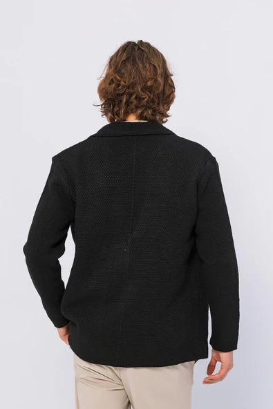 CEKMON Erkek Regular Fit Çok Cepli Düğmeli Astarsız Örme Sade Rahat Ceket - 6