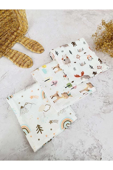 3 Adet Çok Amaçlı Müslin Bezi Örtü Battaniye - Resim 2