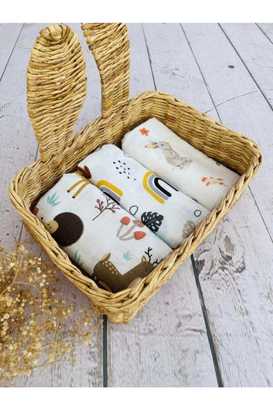 3 Adet 75x75 cm Çok Amaçlı Müslin Bezi Örtü Battaniye - Resim 3