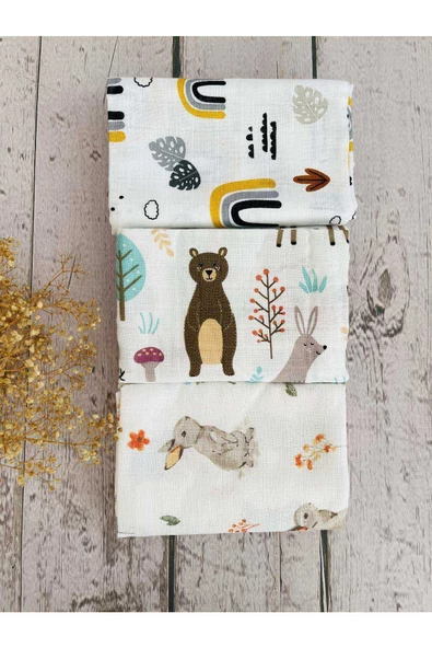 3 Adet 75x75 cm Çok Amaçlı Müslin Bezi Örtü Battaniye ürün görseli