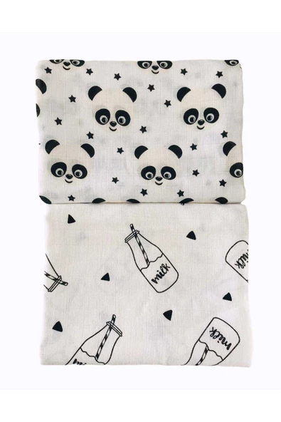 2 Adet 110x110 Çok Amaçlı Müslin Örtü - Resim 2