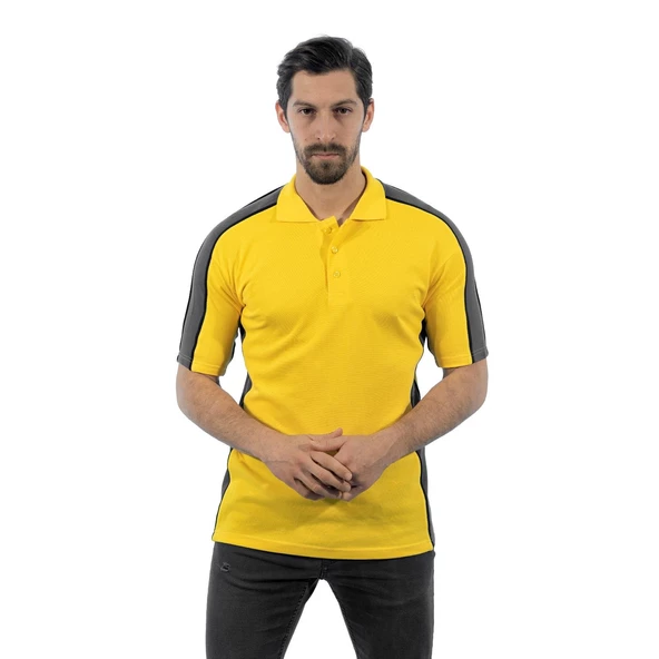 Şensel, Polo Yaka Tişört, Sarı-Gri -136E2165- T-shirt, Tshirt