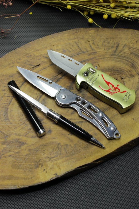Bıçaklı Çakmak 16 cm Alaska Çakı ve Gizli Kalem Bıçak
