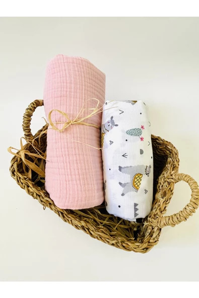 2 Adet 4 Katlı Ve 2 Katlı Çok Amaçlı Müslin Bezi Örtü Battaniye ürün görseli