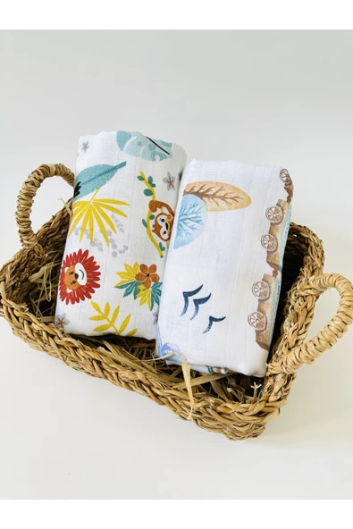 2 Adet  Çok Amaçlı Müslin Bezi Örtü Battaniye ürün görseli