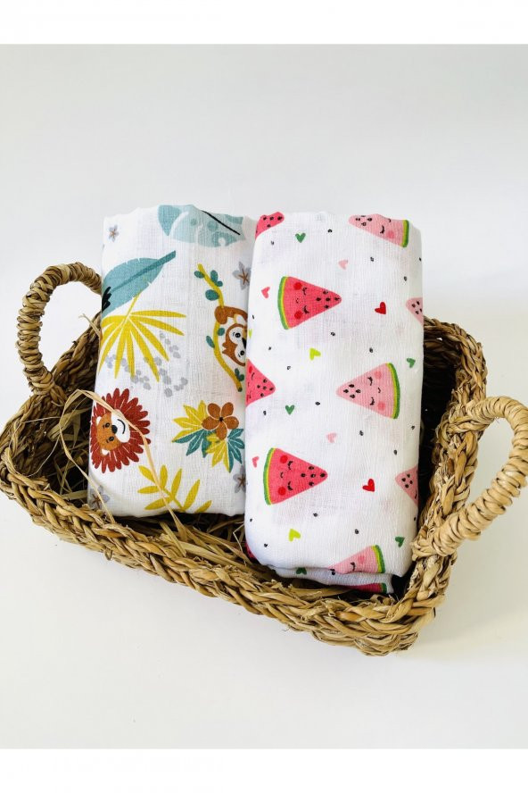 2 Adet  Çok Amaçlı Müslin Bezi Örtü Battaniye ürün görseli