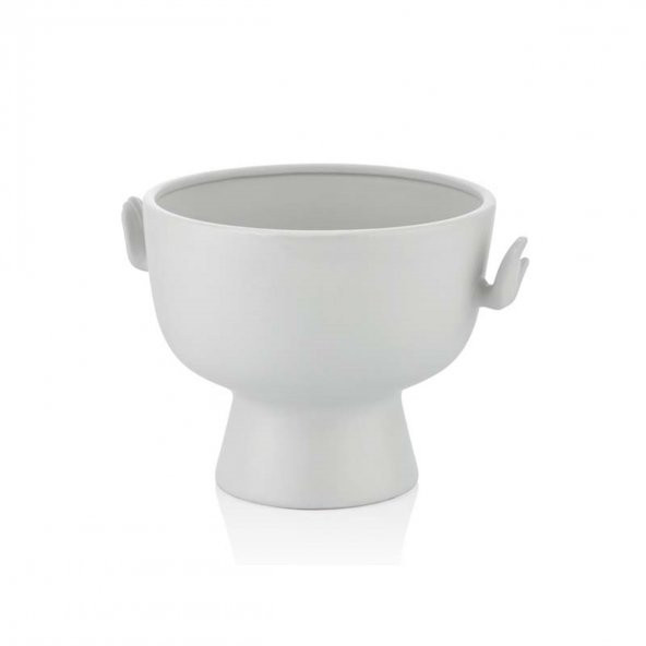 Crearthome Gorgi El Desenli Dekoratif Beyaz Kase 26.5X21.5X18.3 CM 1JB-2025W