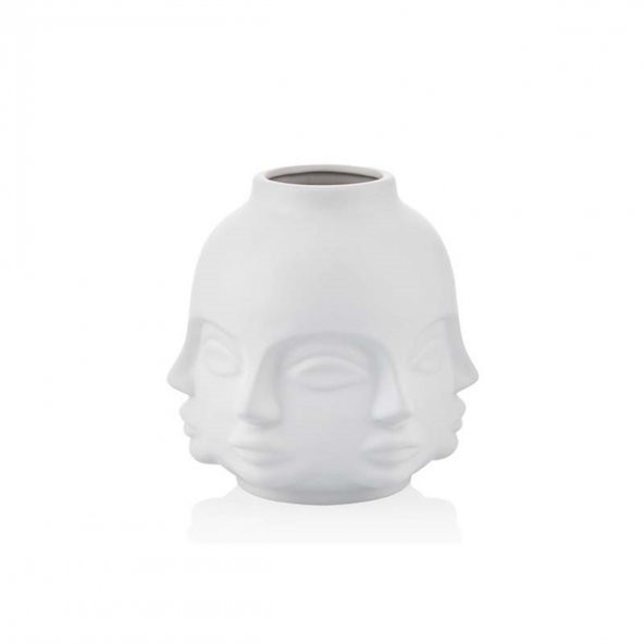 Crearthome Valone 20.5 CM Mat Beyaz  Buddha  Vazo 1JB-17045