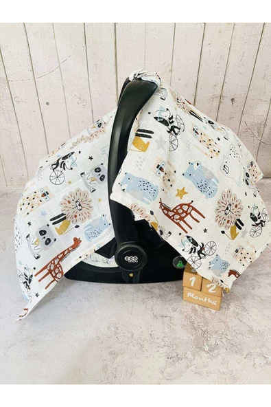 Hayvanlar  Müslin Bezi Puset Örtüsü Ve Anakucağı Minderi - Resim 3