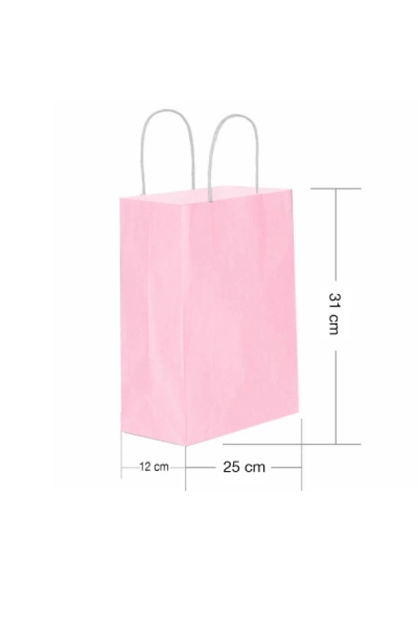 Roll-Up Kraft Çanta Pembe Orta Boy 25x31cm 25li