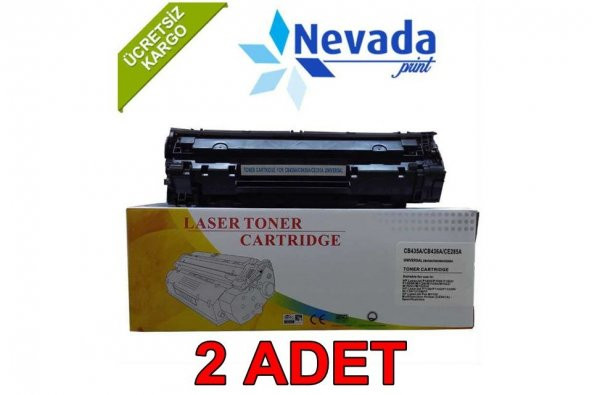 2 ADET NEVADA HP CE285A, CB435A, CB436A, 85A, 35A, 36A, CANON CRG-725, CRG-712, CRG-713 Muadil Toner