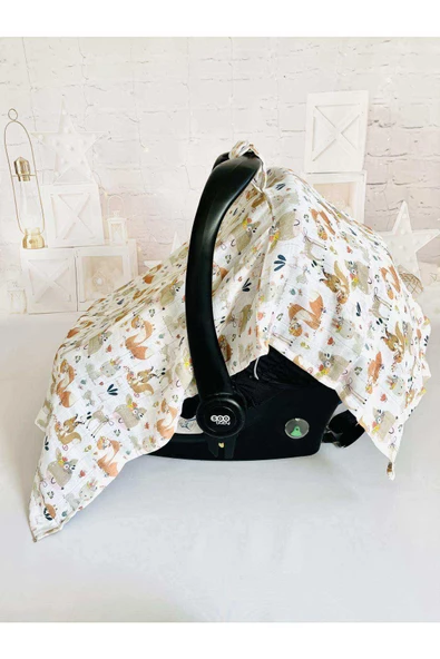 Fermuarlı Müslin Bezi Puset Örtüsü Orman - Resim 2