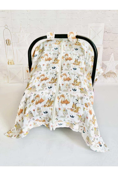 Fermuarlı Müslin Bezi Puset Örtüsü Orman ürün görseli