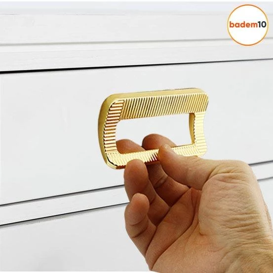 Bergen Desenli Mobilya Mutfak Dolabı Çekmece Dolap Kulpu Kulbu Metal Gold Altın (96 MM-9.6 CM) - Resim 5