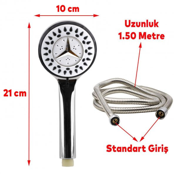 Duş Seti Banyo Duş Başlığı Seti Fiskiyesi Telefonu Başlık Metal Hortum - 2