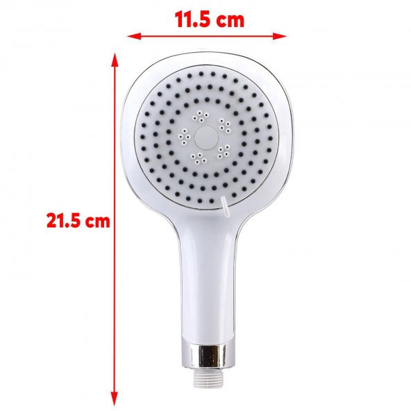 Banyo Duş Başlığı Fiskiyesi Telefonu Yuvarlak Başlık Beyaz - 3