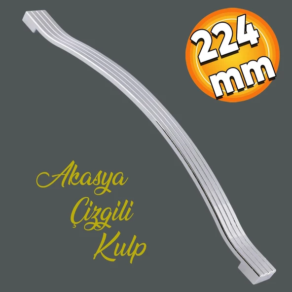 Akasya Mobilya Mutfak Dolabı Çekmece Dolap Kapak Kulpu Düz Metal Kulbu Kulpu 224 Mm Krom Kulpları