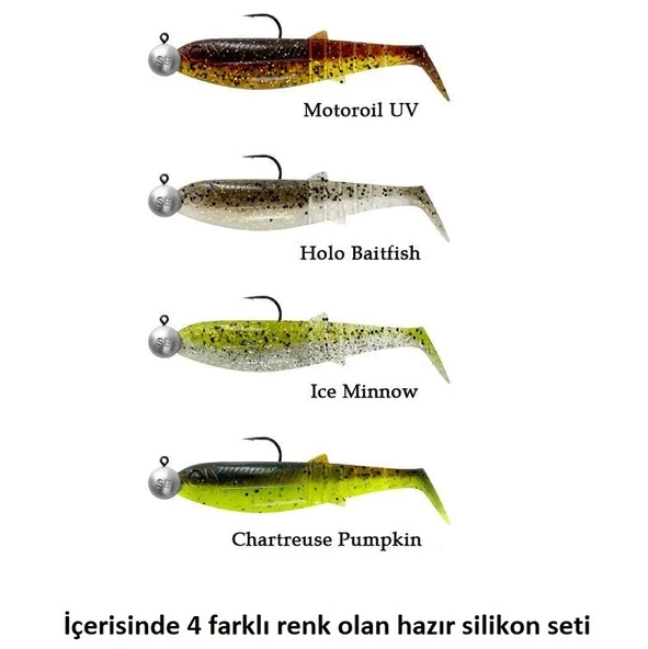 Savage Gear Cannibal Shad 10cm 9gr+10gr #3/0 Clear Water 4+4 Adet Silikon Seti