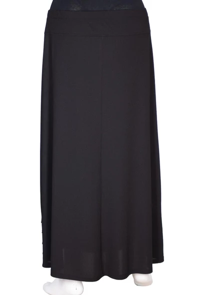 Hesna Kadın Dilşah Scuba Çan Süs Cepli Aksesuarlı Siyah Etek - 4