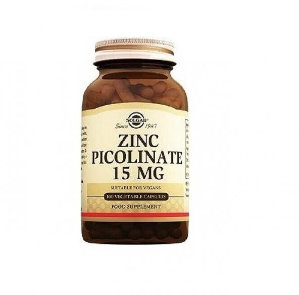 Solgar Zinc Picolinate 15 Mg 100 Bitkisel Kapsül - 1