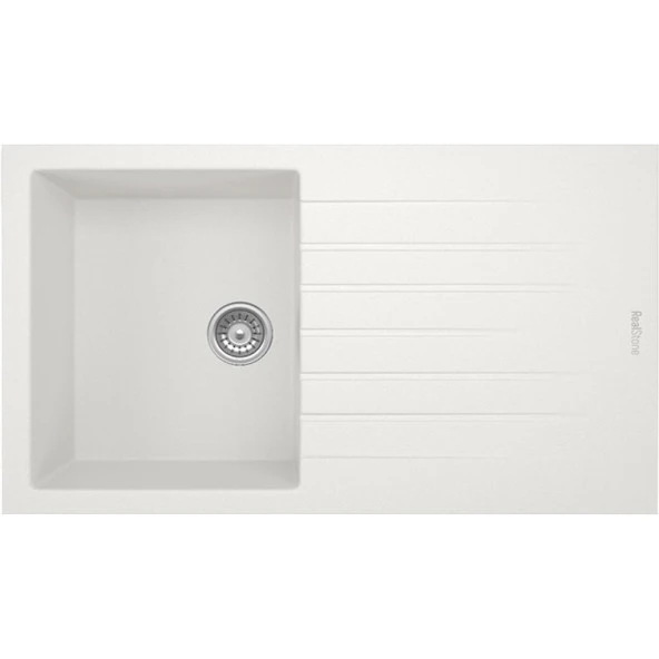 REAL TROYA 86 GRANİT EVİYE P004 BEYAZ Tezgah Üstü 86x50 Cm