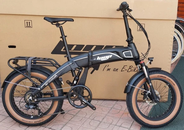 Kron Loop  Elektrikli Bisiklet 250W 100KM Menzil 14,5AH Batarya Mat siyah-kırmızı-füme