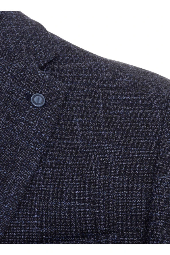 Süvari Regular Fit Mavi Erkek Armürlü Ceket CT2004800236 - 2