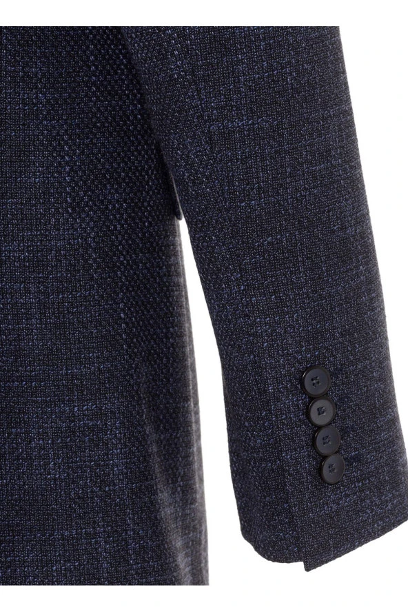 Süvari Regular Fit Mavi Erkek Armürlü Ceket CT2004800236 - 5