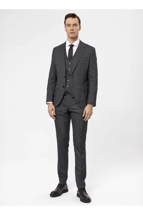 Süvari Normal Bel Slim Fit Siyah Erkek Takım Elbise TK1020000270
