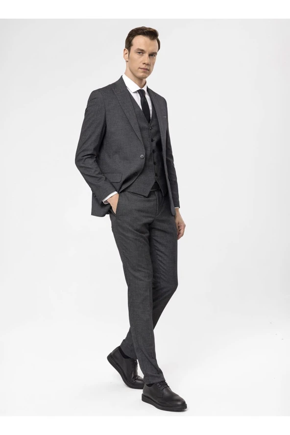 Süvari Normal Bel Slim Fit Siyah Erkek Takım Elbise TK1020000270 - 2