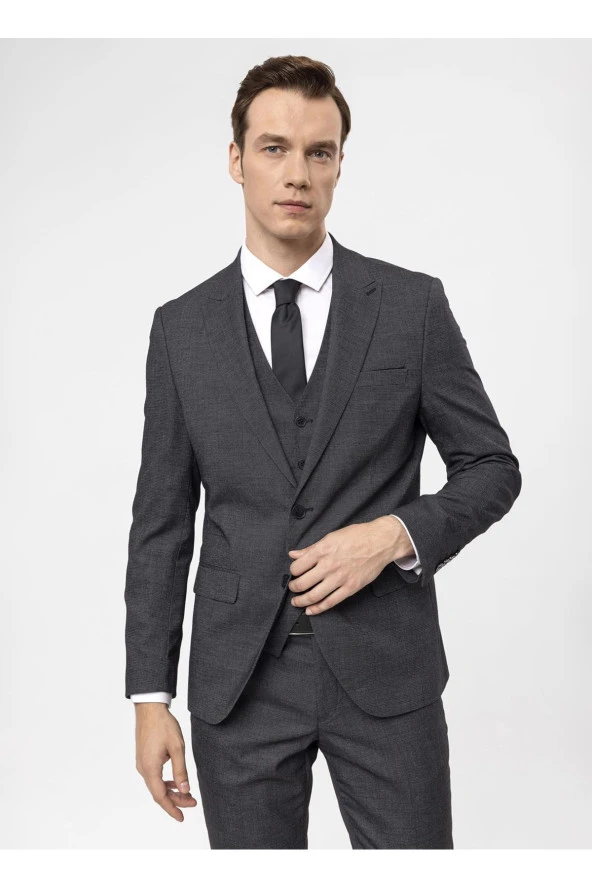 Süvari Normal Bel Slim Fit Siyah Erkek Takım Elbise TK1020000270 - 4