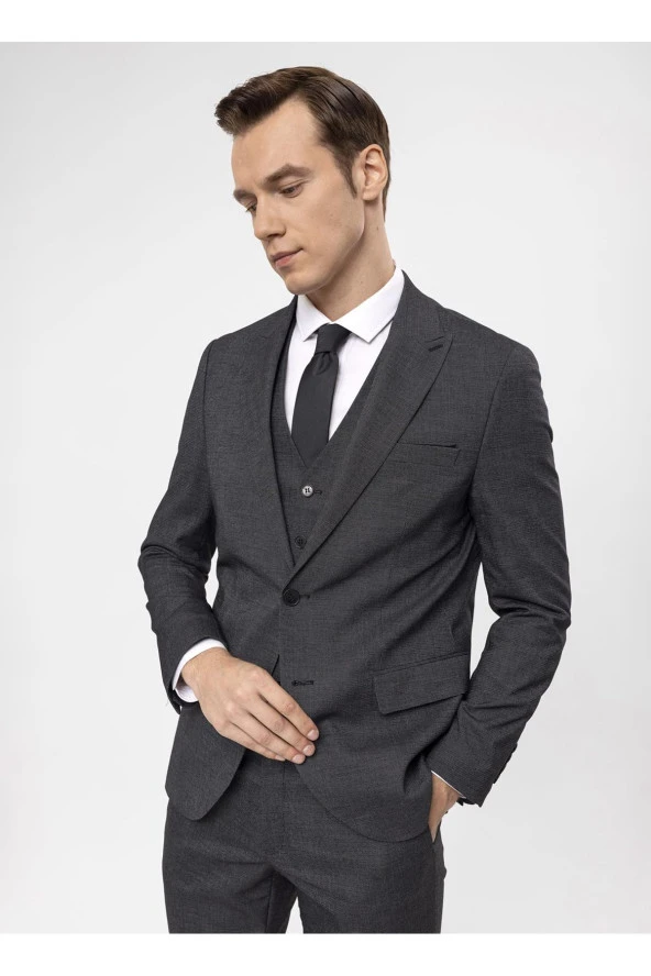 Süvari Normal Bel Slim Fit Siyah Erkek Takım Elbise TK1020000270 - 6