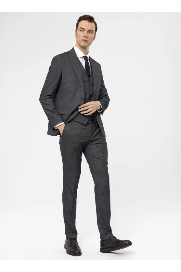 Süvari Normal Bel Slim Fit Siyah Erkek Takım Elbise TK1020000270 - 8