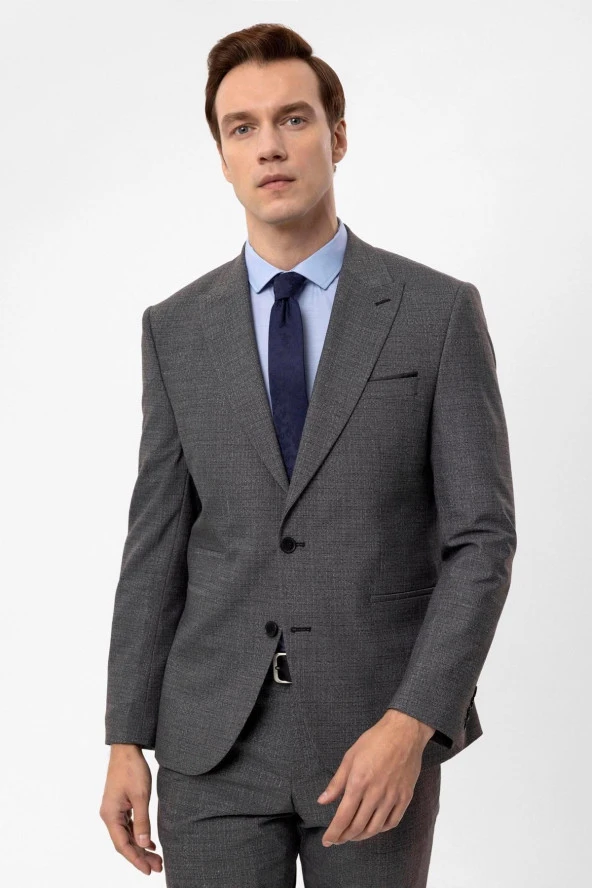 Slimfit Armürlü Takım Elbise - 4