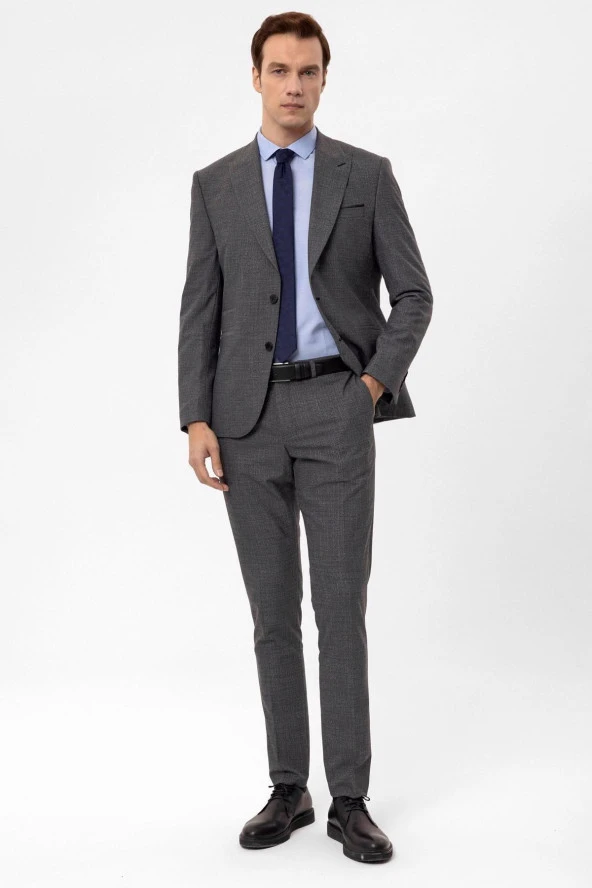 Slimfit Armürlü Takım Elbise - 5