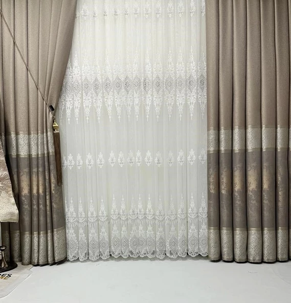 NİVEMESHOME MONALİZZA V-5421 1/3 SIK PİLELİ FON PERDE PERDE APM