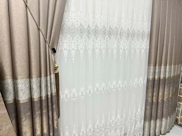 NİVEMESHOME MONALİZZA V-5421 1/3 SIK PİLELİ FON PERDE PERDE APM - 4