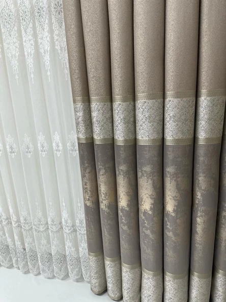 NİVEMESHOME MONALİZZA V-5421 1/3 SIK PİLELİ FON PERDE PERDE APM - 7