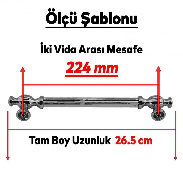 Mobilya Mutfak Dolabı Çekmece Dolap Kapak Kulpu Kulbu Siyah 224 mm Metal Kulp - 3