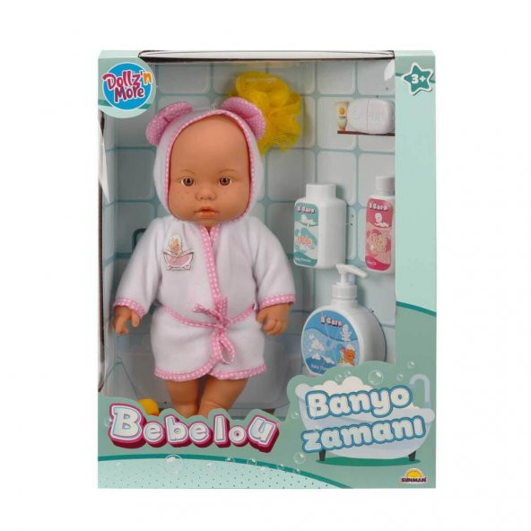 Bebelou Banyo Zamanı Bebek Seti 35 cm - Pembe SUN01030031