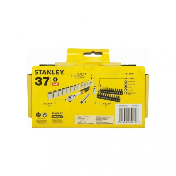 Stanley STMT82672-0 1/4" Lokma Takımı ve Bits Uç Seti 37 Parça - 3