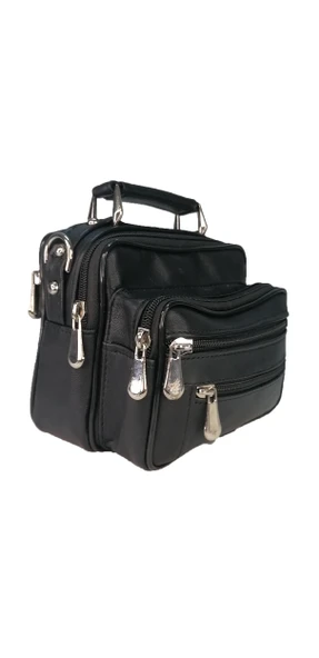 LV 0103-03 GERÇEK DERİ ERKEK EL ÇANTASI SİYAH - Resim 2