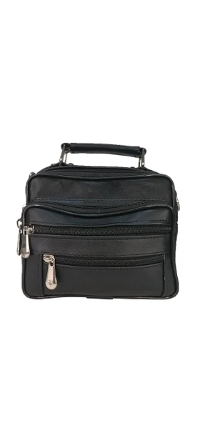 LV 0103-03 GERÇEK DERİ ERKEK EL ÇANTASI SİYAH ürün görseli