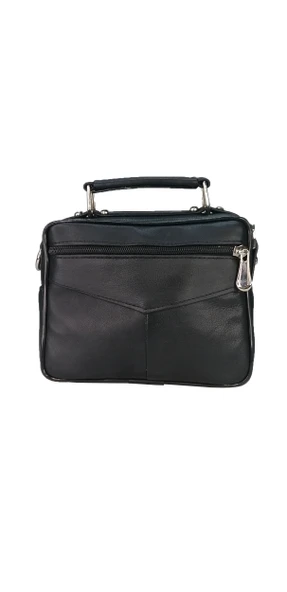 LV 0103-03 GERÇEK DERİ ERKEK EL ÇANTASI SİYAH - Resim 3