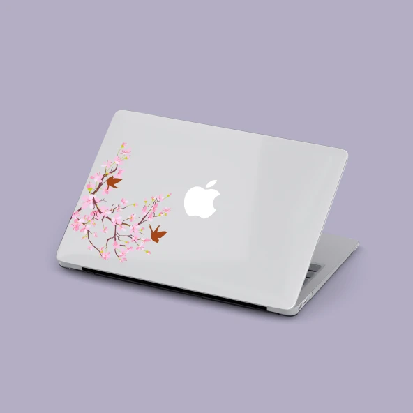 Macbook Pro (M1-M2) Kılıf 14.2 inç A2442-A2779 Mac16 Şeffaf Sert PVC Japon Çiçeği