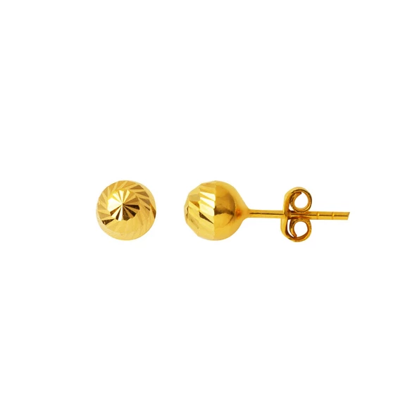 Kalemli 22 Ayar Top Altın Küpe 6 mm.